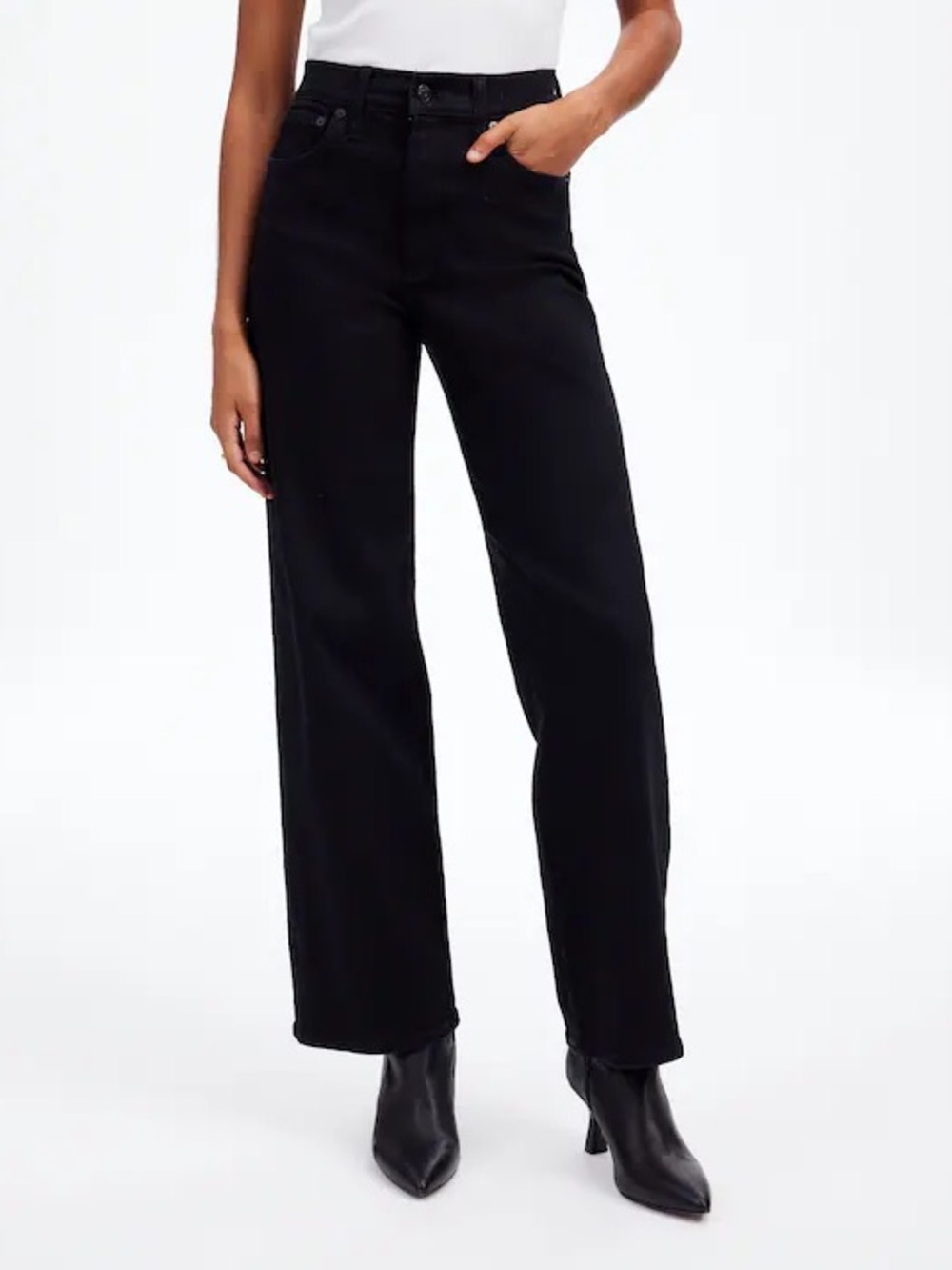 Madewell Perfect Vintage Wide Leg Jean in Black Rinse Wash - 32 Petite (32P)
